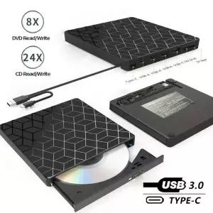 CD롬 플레이어 7-in-1 USB 30 Type-C 휴대용 외장 드 DVD RW CD 라이터 버너 리더 iMac PC 노트북 데스크탑