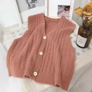 [라일리여성의류] Rly 꽈베기 V넥 클래식 니트탑슬리브리스