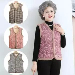 [라일리여성의류] Rly 걸스 할머니 겨울철 플라워 슬리브리스탑 중년 촌