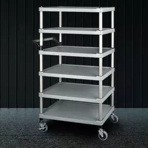 다단중간6단 이동식트롤리 트레이선반 바퀴달린수납장 서빙카트 운반카트 식당카트 웨건 트롤리