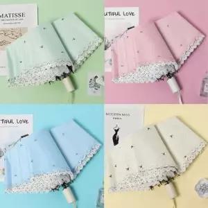 느낌상점 경량 빈티지 레이스 우산 노란색 꽃무늬 WEC9BB6