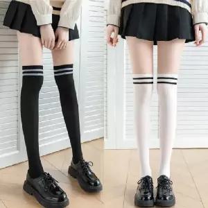 여성용 사계절 골프스타킹 투톤 포인트 오버니삭스