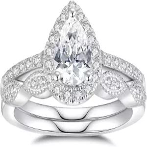 18K 화이트 골드 도금 D 컬러 VVS1 클래리티 트래블 모이사나이트 약혼 반지와 인증서가 포함된 여성용 925