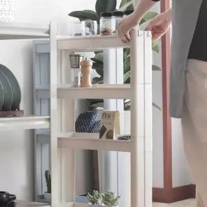12.5cm 초슬림 틈새정리 바퀴형 선반 트롤리 3단 4단 이동식트롤리 깔끔한정리대 견고한선반 이동선반