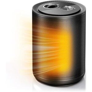 실내용 일렉택틱 소형 공간 히터, 리모컨, 온도 조절기, 차일드 락 및 과열 방지 ETL이 장착된 휴대용 전기 사무실/침실용 3가지 난방 모드 선풍기, 1500W(블랙)