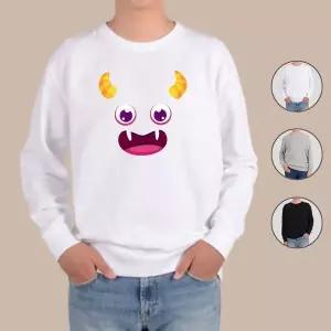 [하프클럽/알티피아]기모맨투맨 도깨비 귀여운 뿔 주황 프린트셔츠