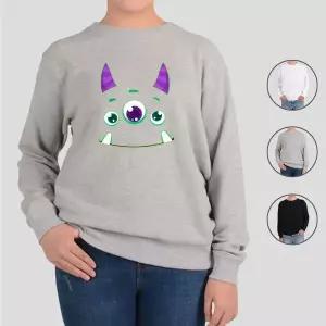 [하프클럽/알티피아]기모맨투맨 도깨비 귀여운 뿔 초록 프린트셔츠