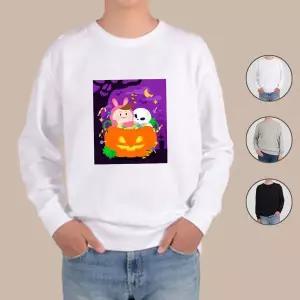 [하프클럽/알티피아]기모맨투맨 호박 할로윈 토끼 해골 프린트셔츠