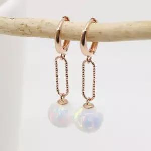 [오팔하우스] 14k 8mm 합성오팔 컷팅 클립 원터치 귀걸이 OPPE0195