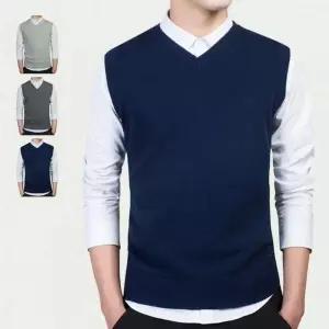 [골드스마일]남성용 베이직 니트 보트넥 조끼 여름용