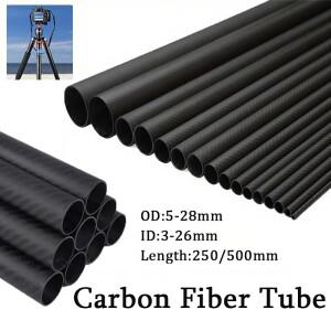 1PCS 3k 풀 카본 파이버 튜브 트윌 하드 파이프 길이 250/500mm 외경 5mm 28mm 비행기 드론 부품 DIY 용도