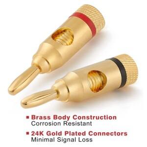 호환 오디오 스피커 와이어 커넥터  금도금 바나나 플러그 (오픈 스크류 타입)  6 쌍 (12