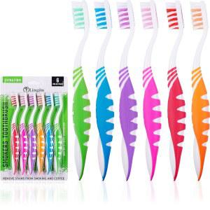 링기토 엑스트라 펌 칫솔, 또는 흡연자용 하드 브리스틀 칫솔 세트, 다색 의치 브러시, 큰 머리, 수동 여행용