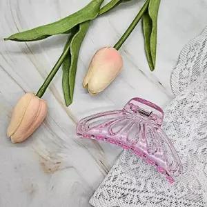 나비모양 투명퍼플 헤어 집게핀 라운드 투명 머리핀 WED0BDF