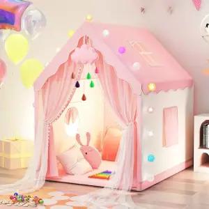 인디언 텐트 실내 하우스 플레이 놀이 아지트 꾸미기 공주방 방한 핑크 레이스