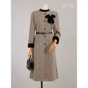 [하프클럽/윈]UNE벨벳블록 울혼방원피스