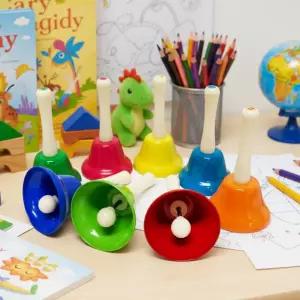 핸드벨 8피스 악기놀이 종 무지개빛 장난감 흔들 리듬악기 음악놀이 악기 공연 연주용 교재용