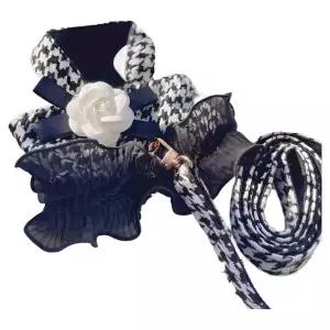 더사바 강아지 산책조끼+줄 ,샤O트위드산책베스트+줄 , 꽃브로치 증정