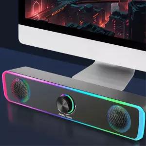 컴퓨터 인테리어 LED 라이트 사운드바스피커 2채널 학생 데스크탑 게이밍