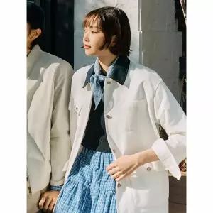 [빈폴레이디스] 리넨 혼방 워크 재킷  화이트 (BF5339C031)