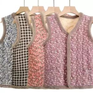 예쁜 베스트 꽃무늬 조끼 엄마 할머니 기모 누빔 김장