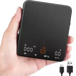 타이머 및 유량이 포함된 팁레 미니 에스프레소 커피 스케일 2kg/0.1g 정밀 디지털 USB-C를 통해 충전