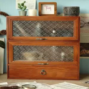 화장품 수납함 원목 캐비닛 진열대 다용도빈티지 우드 사각형