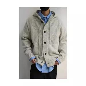 남성 댄디 집업 가디건 가을 겨울 단추 후드 니트 커플 빈티지 캐주얼 상의 스포M4