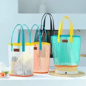 은창스트라이프 다운 매쉬 비치백 가방 손가방 그물가방 바구니 쇼핑백 쇼퍼백 파우치 여름 휴가 비치