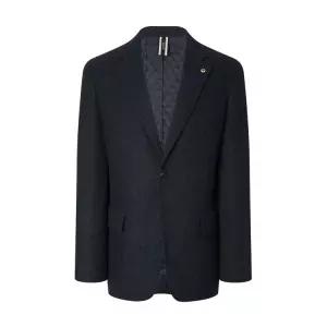 [헤지스]헤지스 네이비 패턴 울혼방 하프코트 WHJA4D404N2