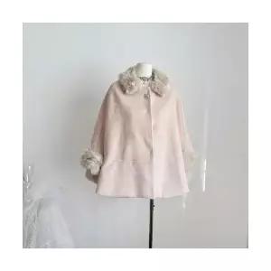 마요 여성모직코트 가을 겨울 케이프 코트 모직 퍼 칼라 소매 UNO4