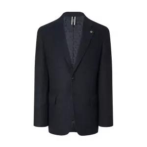 헤지스 HAZZYS 네이비 패턴 울혼방 하프코트 WHJA4D404N2