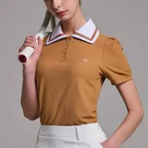 여성 반팔 여름 골프 스포츠 배색 카라 슬림핏 티셔츠 여성골프웨어