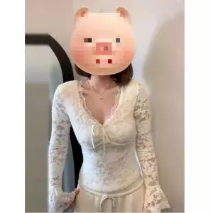 여성패션 레이스 블라우스 가을 겨울 이너웨어 상의 슬림핏 긴팔 티셔츠 DL4