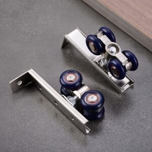 2개/대 슬라이딩 문 롤러 하드웨어 도르래 4 바퀴 홈 룸 나무 문 걸이레일 트랙