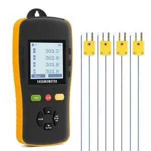 GISNPA 인더스트리얼 4채널 온도 로거 고정밀 냉장고 온도계 디지털 데이터 로거(USB 포트 포함) 사운드