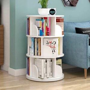 거실 원형 틈새 회전 회전식 북선반 화이트 2단 책꽂이 수납 책장