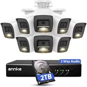 ANKE 2MP 양방향 오디오 카메라 시스템 8CH 3K 라이트 DVR 스마트 컬러 야간 투시 기능이 있는 8pcs 1080P