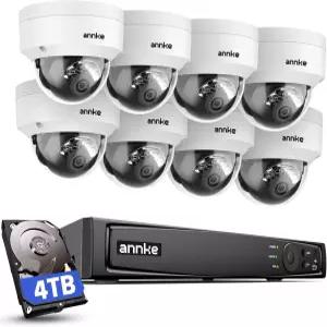 ANKE 4K 16CH PoE 카메라 시스템 H.265+ 12MP NVR 8배속 8MP 유선 돔 IP AI 모션 감지 내장 마이크 4TB HDD
