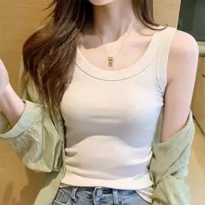 걸스 심플이너 청량한 날씬 슬리브리스 세로패턴 스웨터 민소매티