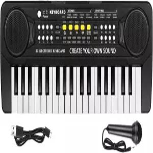 키보드 피아노 - 초보자를 위한 37개의 키 장난감 마이크 포함 교육용 뮤지컬 3 4 5 6 7 8세 소년 소녀