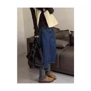 배기청바지 여성 청바지 데님 얇은 융 8부 바지 하이웨스트 슬림핏 하프 캐주얼 겨울 admr4