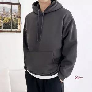 남성용 캐주얼 기모 오버핏 긴팔티 후드 상의 남성용기모zab350