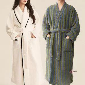 따뜻한 스트라이프 겨울 가운 로브 가디건 홈 홈로브yza903