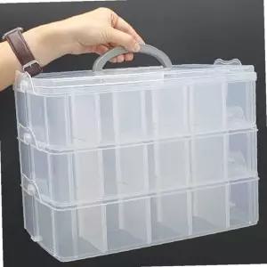칸분리 적층형 소품정리함 대형 반투명 3단 보관함 장난감
