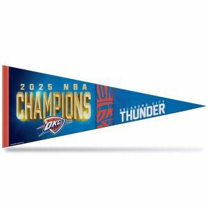 리코 인더스트리 NBA 농구 오클라호마 시티 썬더 2025 챔피언 12인치 x 30인치 펠트 월 데코 페넌트 - 홈 / 베드 룸 맨 케이브 데코에 적합