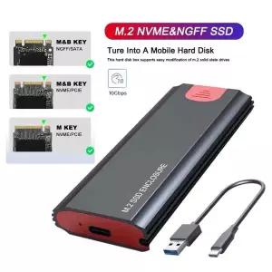 10Gbps M2 NVMe/SATA SSD 케이스 박스 M.2 NVME NGFF SSD-USB 3.1 인클로저 유형-A-유형-C 케이블(PC 노트
