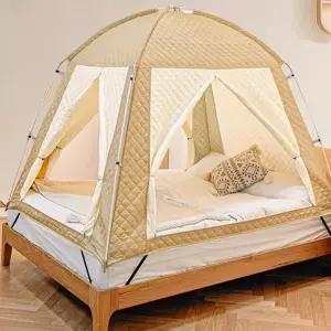 누빔 난방텐트 원터치 보온 패딩 침대용 겨울 대형 텐트 외풍차단 실내 수면 방풍 퀼트