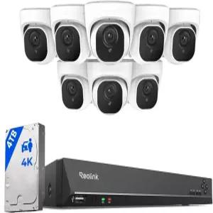REOLINK 4K PoE 카메라 시스템 유선 8pcs 8MP 스마트 인물/차량 감지 16CH NVR(4TB HDD 포함) H.265 24시간