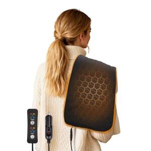 12V 자동차 난방 담요 4가지 열 및 타이머 23인치 x 11인치 뒷목용 휴대용 미니 여행용 전기 담요, 자동차